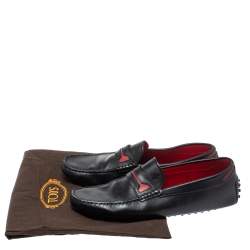 Pre Owned Tod's For Ferrari Black Leather Slip On Loafers Size 42