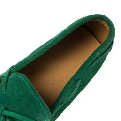 Pre Owned Tod's Green Suede Gommino Slip On Loafers Size 42