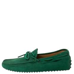 Tod's Green Suede Gommino Slip On Loafers Size 42