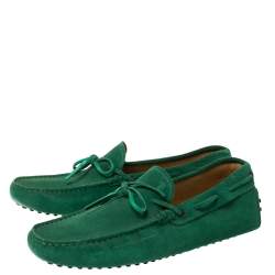 Tod's Green Suede Gommino Slip On Loafers Size 42