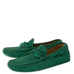 Pre Owned Tod's Green Suede Gommino Slip On Loafers Size 42