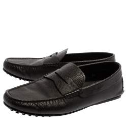 Pre Owned حذاء لوفرز تودز بينى جلد محبب أسود مقاس 41.5 