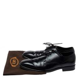 Pre Owned Tod's Black Leather Lace Up Oxfords Size 42