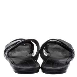 Pre Owned Tod's Black Leather Slide Sandals Size 47