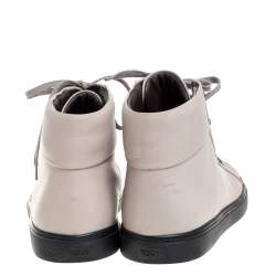 Pre Owned Tod's Light Beige Leather High Top Sneakers Size 42.5