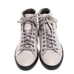 Pre Owned Tod's Light Beige Leather High Top Sneakers Size 42.5