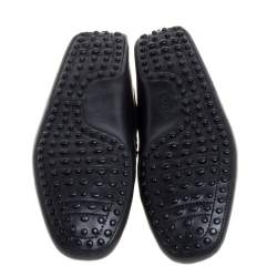 Tod's Black Leather Gommino Driving Bow Loafers Size 42.5