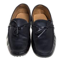 Tod's Black Leather Gommino Driving Bow Loafers Size 42.5