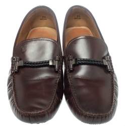 مملوكة مسبق ًا حذاء لوفرز تودز سليب أون بيت مضفر جلد عنابى مقاس 44