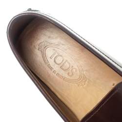 مملوكة مسبقًا حذاء لوفرز تودز سليب أون بيت مضفر جلد عنابى مقاس 44