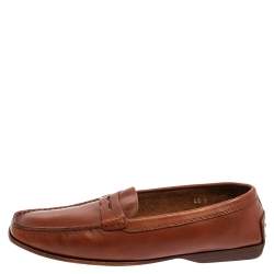 Pre Owned حذاء لوفرز تودز سليب أون سير بينى جلد بني مقاس 40.5