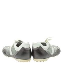 Pre Owned حذاء رياضي تودز منخفض من أعلى رباط سويدي و جلد و قماش أبيض و رصاصي مقاس 44