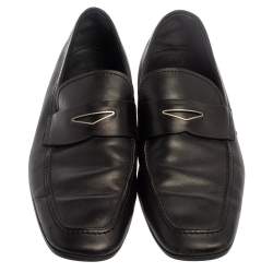 Pre Owned Tod's Black Leather Penny Slip On Loafers Size 44