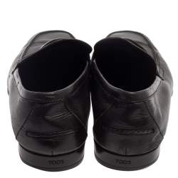 Pre Owned Tod's Black Leather Penny Slip On Loafers Size 44