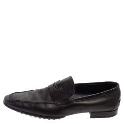 Pre Owned Tod's Black Leather Penny Slip On Loafers Size 44