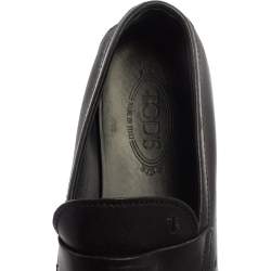 Pre Owned Tod's Black Leather Penny Slip On Loafers Size 44