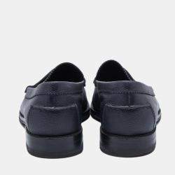 Pre Owned Tod's Navy Blue Leather Penny Slip On Loafers Size 42