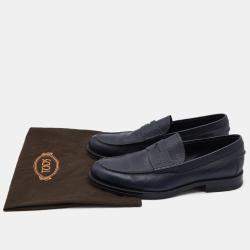 Pre Owned Tod's Navy Blue Leather Penny Slip On Loafers Size 42