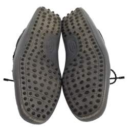 Pre Owned Tod's Grey Leather Gommino Driving Bow Loafers Size 41