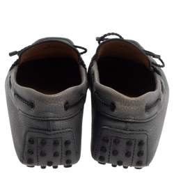 Pre Owned Tod's Grey Leather Gommino Driving Bow Loafers Size 41
