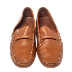 مملوكة مسبقًا حذاء لوفرز تودز سليب أون درايفينغ جلد بني مقاس 40.5