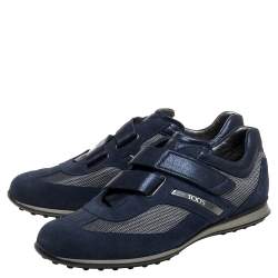 Pre Owned حذاء رياضي تودز منخفض من أعلى نايلون و جلد و سويدي أزرق مقاس 41