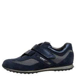 Pre Owned حذاء رياضي تودز منخفض من أعلى نايلون و جلد و سويدي أزرق مقاس 41