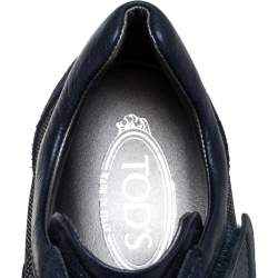 Pre Owned حذاء رياضي تودز منخفض من أعلى نايلون و جلد و سويدي أزرق مقاس 41