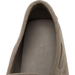 Pre Owned Tod's Grey Suede Bow Slip On Loafers Size 41