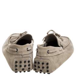 Pre Owned Tod's Grey Suede Bow Slip On Loafers Size 41