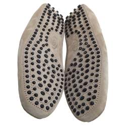 Pre Owned Tod's Grey Suede Bow Slip On Loafers Size 41