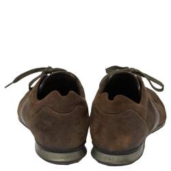 Tod's Brown Textured Suede Leather Low Top Sneakers Size 41