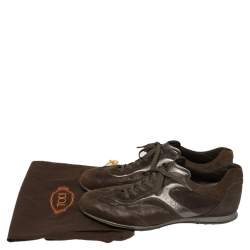 Tod's Brown Textured Suede Leather Low Top Sneakers Size 41