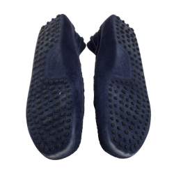 Pre Owned Tod's Navy Blue Suede Bow Loafers Size 41