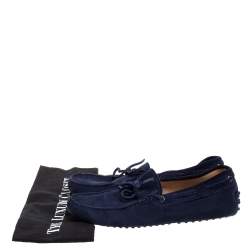 Pre Owned Tod's Navy Blue Suede Bow Loafers Size 41