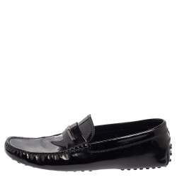 مملوكة مسبقًا حذاء لوفرز تودز سليب أون بيني جلد لامع أسود مقاس 43