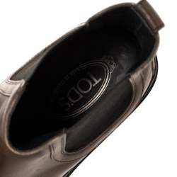Tod's Brown Leather Slip On Ankle Boots Size 39.5