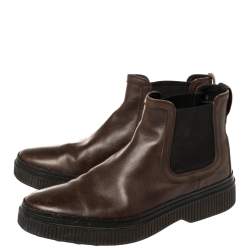 Tod's Brown Leather Slip On Ankle Boots Size 39.5