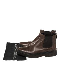 Tod's Brown Leather Slip On Ankle Boots Size 39.5