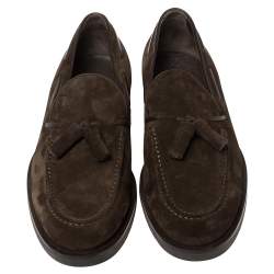 Pre Owned حذاء لوفرز تودز سليب أون شراشيب سويدي بني مقاس 43