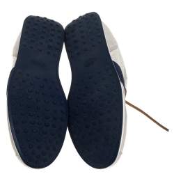 Pre Owned حذاء رياضي تودز شبكة ونوبوك أزرق/بيج بعنق منخفض مقاس 45.5