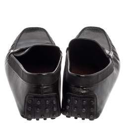 Pre Owned Tod's Black Leather And Fabric Loafers Size 47