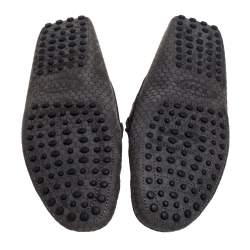 Pre Owned Tod's Grey Textured Nubuck Slip On Loafers Size 40