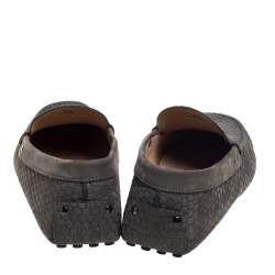 Pre Owned Tod's Grey Textured Nubuck Slip On Loafers Size 40
