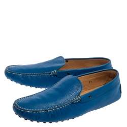 Pre Owned Tod's Blue Leather Loafers Size 45.5