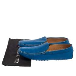 Pre Owned Tod's Blue Leather Loafers Size 45.5