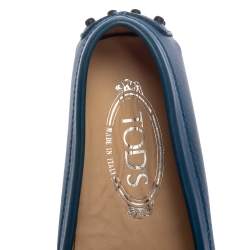 Tod's Blue Leather Slip On Loafers Size 35