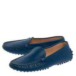 Tod's Blue Leather Slip On Loafers Size 35