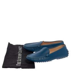 Tod's Blue Leather Slip On Loafers Size 35