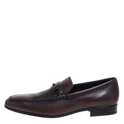 Tod's Brown Leather Double T Slip On Loafers Size 43